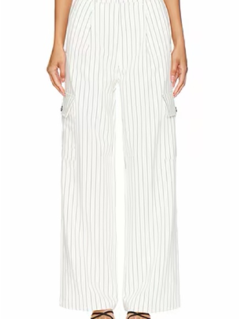 Pistola Brynn White Pinstripe Wide Leg Cargo Pants